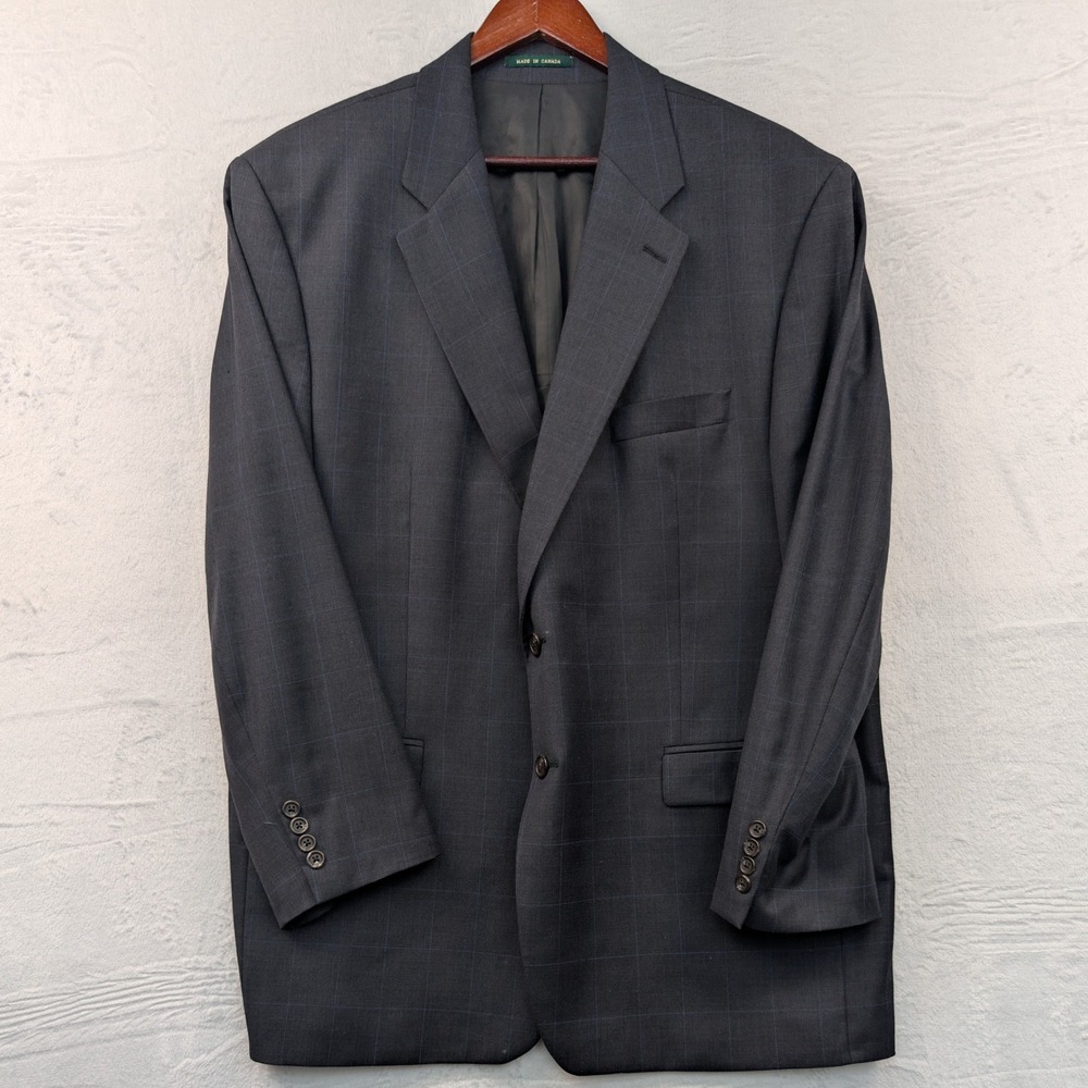 Lauren Ralph Lauren Jacket Men's 48R Dark Gray Wool Cashmere Blazer Windowpane